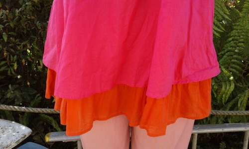 Vintage Pink Orange Gypsy Boho Style Summer Top Size 12