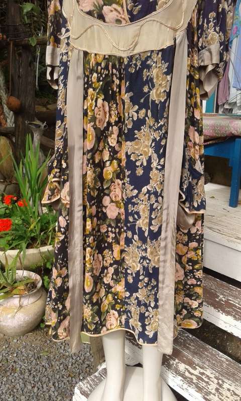 Original 1980s Vintage Boho Style Tunic Kaftan Gypsy Dress Size 14 to 16