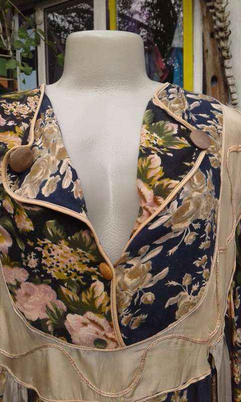 Original 1980s Vintage Boho Style Tunic Kaftan Gypsy Dress Size 14 to 16