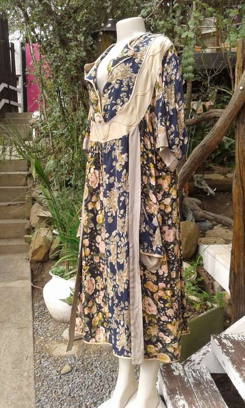 Original 1980s Vintage Boho Style Tunic Kaftan Gypsy Dress Size 14 to 16