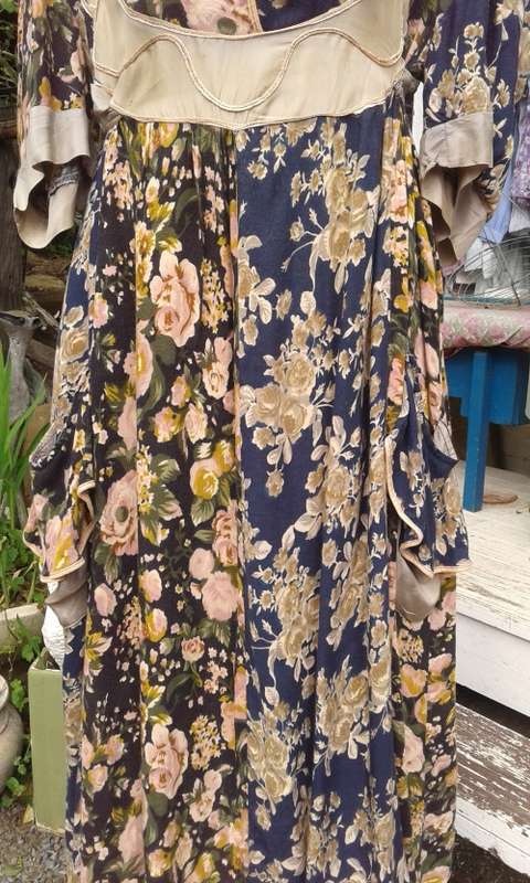 Original 1980s Vintage Boho Style Tunic Kaftan Gypsy Dress Size 14 to 16