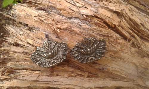 Vintage Modernist Clip On Metal Earrings