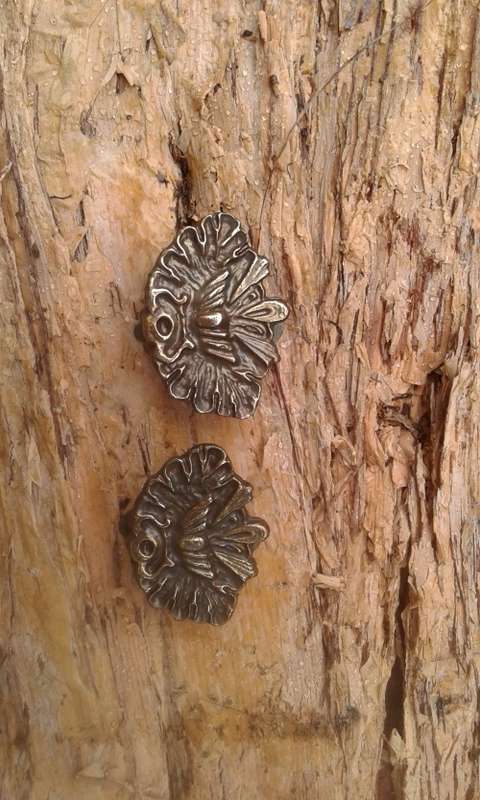 Vintage Modernist Clip On Metal Earrings
