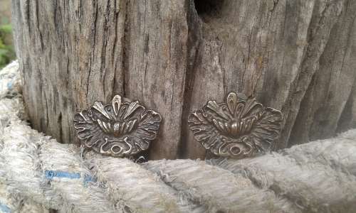 Vintage Modernist Clip On Metal Earrings