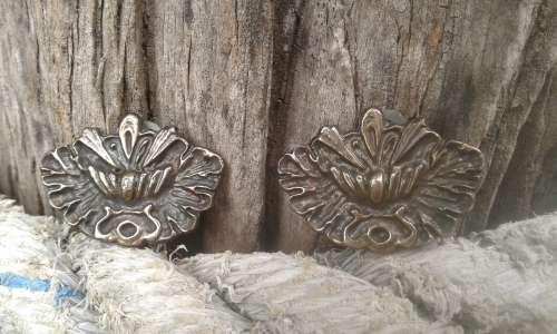 Vintage Modernist Clip On Metal Earrings