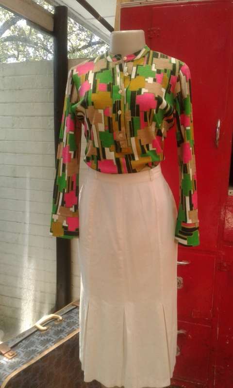 Original 1970s Vintage Psychedelic Pattern RetroTop Blouse By Pierbe Made in France