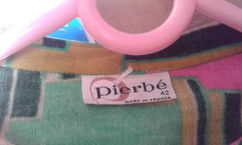 Original 1970s Vintage Psychedelic Pattern RetroTop Blouse By Pierbe Made in France