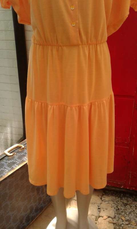 Vintage 1980s Deep Yellow Bat Sleeves Summer Dress Fits a size 12 yo 14
