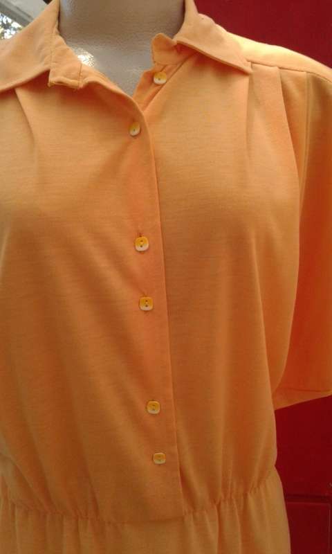 Vintage 1980s Deep Yellow Bat Sleeves Summer Dress Fits a size 12 yo 14