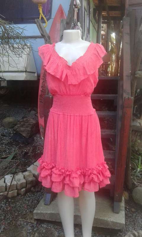 Vintage Pink Gypsy Style Bohemian Ruffled Summer Dress By Walkstar Size 12