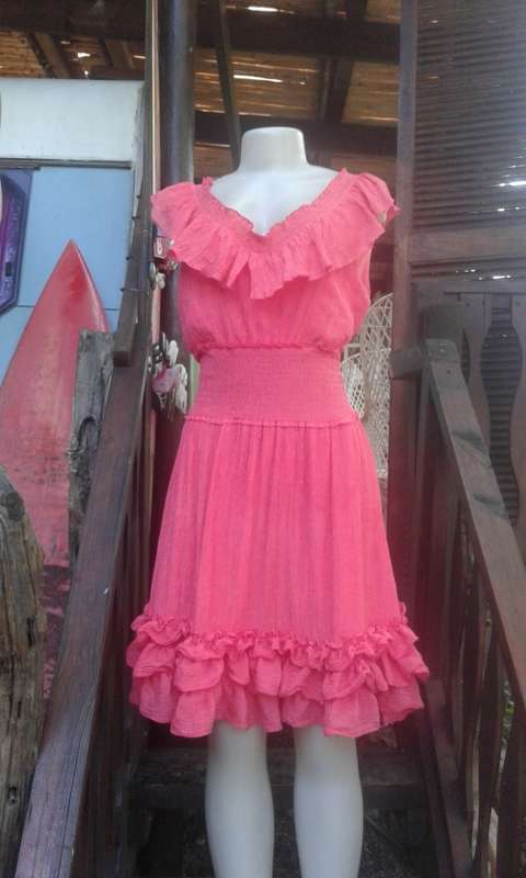 Vintage Pink Gypsy Style Bohemian Ruffled Summer Dress By Walkstar Size 12