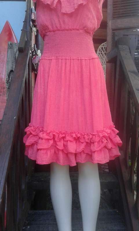 Vintage Pink Gypsy Style Bohemian Ruffled Summer Dress By Walkstar Size 12