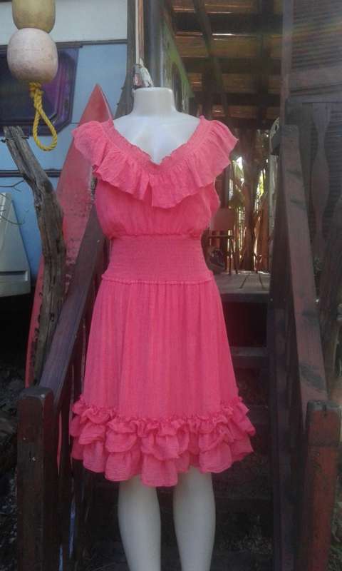 Vintage Pink Gypsy Style Bohemian Ruffled Summer Dress By Walkstar Size 12
