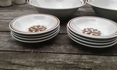 Rare Vintage Retro Electra Casual Ceram Malaga Stoneware Set 12 bowls 2 large bowls MADE In JAPAN