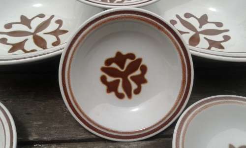 Rare Vintage Retro Electra Casual Ceram Malaga Stoneware Set 12 bowls 2 large bowls MADE In JAPAN