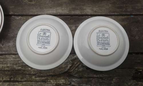 Rare Vintage Retro Electra Casual Ceram Malaga Stoneware Set 12 bowls 2 large bowls MADE In JAPAN