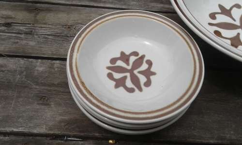 Rare Vintage Retro Electra Casual Ceram Malaga Stoneware Set 12 bowls 2 large bowls MADE In JAPAN