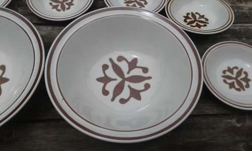 Rare Vintage Retro Electra Casual Ceram Malaga Stoneware Set 12 bowls 2 large bowls MADE In JAPAN