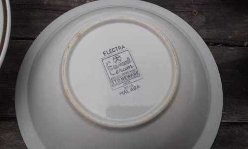 Rare Vintage Retro Electra Casual Ceram Malaga Stoneware Set 12 bowls 2 large bowls MADE In JAPAN