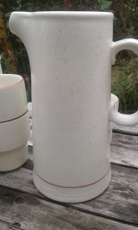 Vintage Drostdy Ware Stonecraft Retro Pitcher Jug And 6 Matching Mugs Mid Century Modern