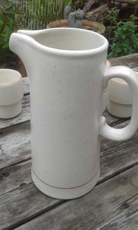 Vintage Drostdy Ware Stonecraft Retro Pitcher Jug And 6 Matching Mugs Mid Century Modern