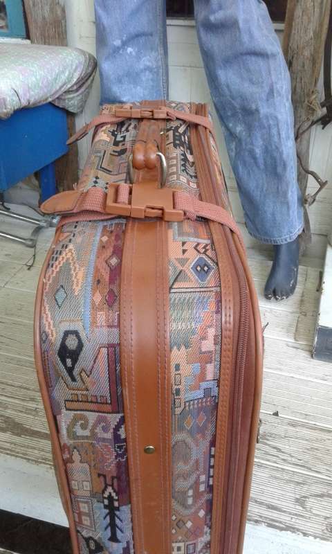 Set Of Aero Vintage Fabric Tapestry Suitcase Plus Vanity Bag