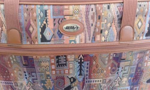 Set Of Aero Vintage Fabric Tapestry Suitcase Plus Vanity Bag