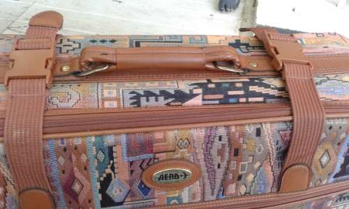 Set Of Aero Vintage Fabric Tapestry Suitcase Plus Vanity Bag