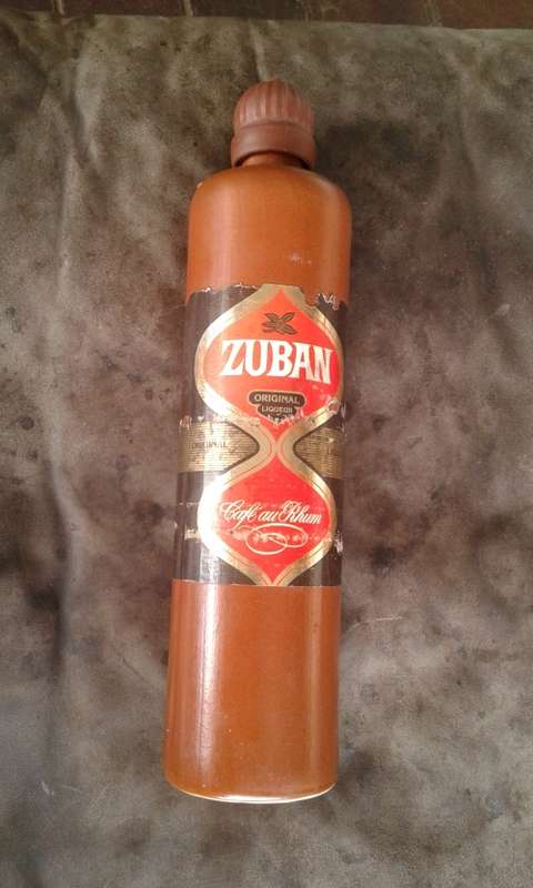 Vintage ZUBAN Stoneware Liquor Bottle Cafe Au Rhum 1960s
