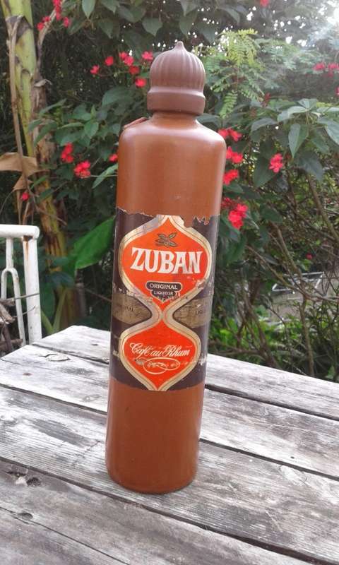 Vintage ZUBAN Stoneware Liquor Bottle Cafe Au Rhum 1960s