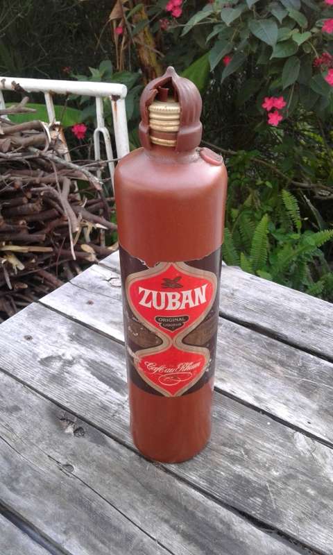 Vintage ZUBAN Stoneware Liquor Bottle Cafe Au Rhum 1960s