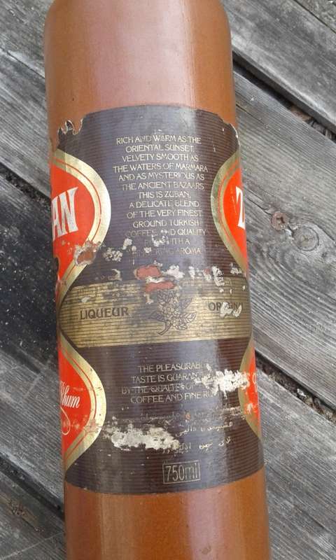 Vintage ZUBAN Stoneware Liquor Bottle Cafe Au Rhum 1960s
