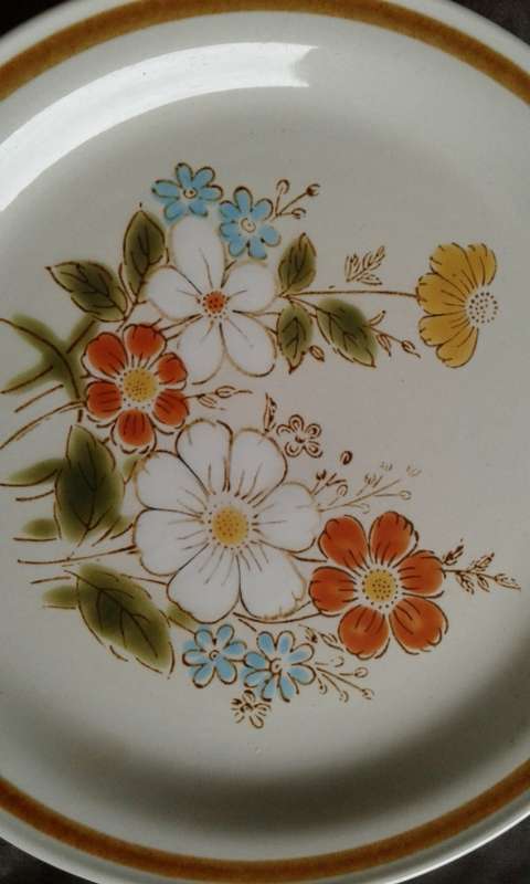 10 Vintage Highland Florals Collection Japanese Stoneware Dinner Plates Highland Blue