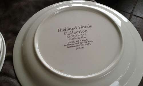 10 Vintage Highland Florals Collection Japanese Stoneware Dinner Plates Highland Blue