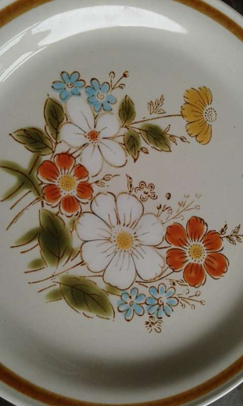 10 Vintage Highland Florals Collection Japanese Stoneware Dinner Plates Highland Blue