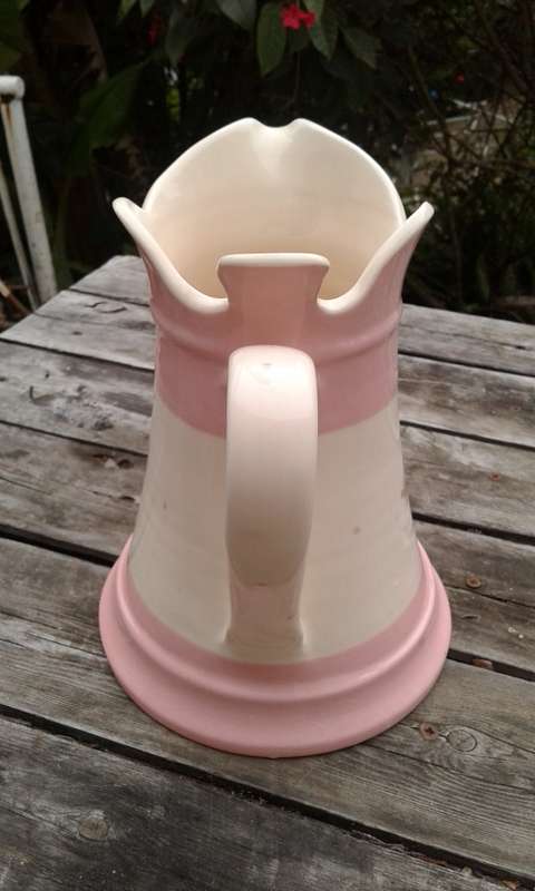 Large Gabriella Miller Designs Fenton Pitcher Jug Pink And Cream With Small Rose Design