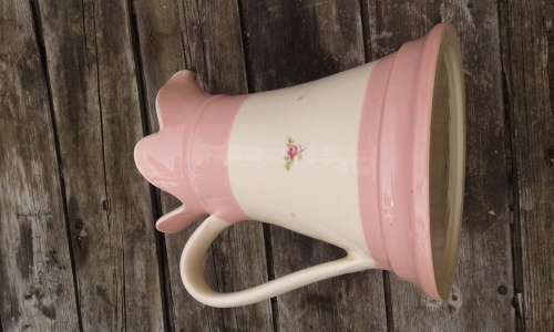 Large Gabriella Miller Designs Fenton Pitcher Jug Pink And Cream With Small Rose Design