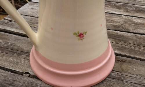 Large Gabriella Miller Designs Fenton Pitcher Jug Pink And Cream With Small Rose Design