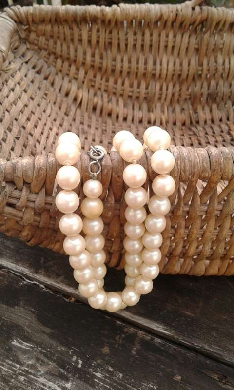 Vintage 1960s Rope Faux Pearl Costume Jewelry Necklace Large Pearls