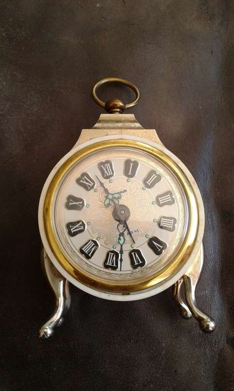 Vintage 1960s Blessing Alarm Travel Clock Brass Trimmings In Original Box