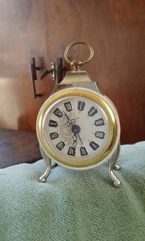 Vintage 1960s Blessing Alarm Travel Clock Brass Trimmings In Original Box