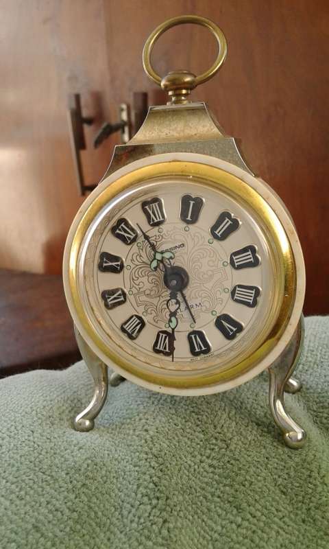 Vintage 1960s Blessing Alarm Travel Clock Brass Trimmings In Original Box