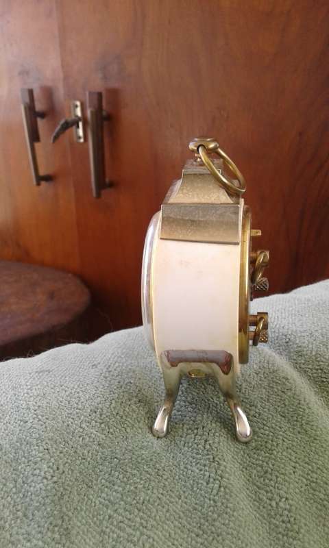 Vintage 1960s Blessing Alarm Travel Clock Brass Trimmings In Original Box