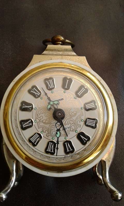 Vintage 1960s Blessing Alarm Travel Clock Brass Trimmings In Original Box