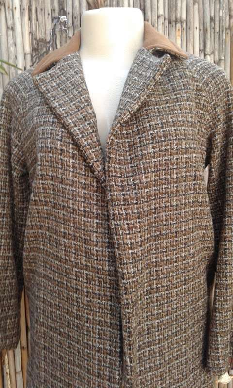 Vintage 1960s Costum Design Tartan Jacket With Brown Collar Size 10