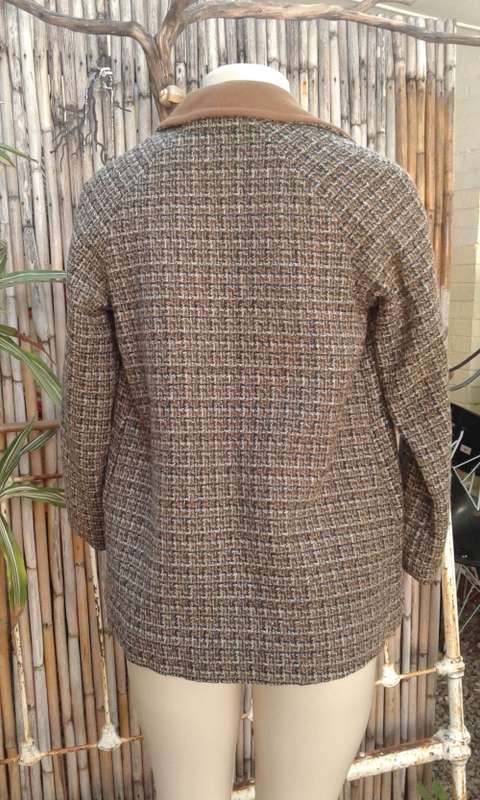 Vintage 1960s Costum Design Tartan Jacket With Brown Collar Size 10