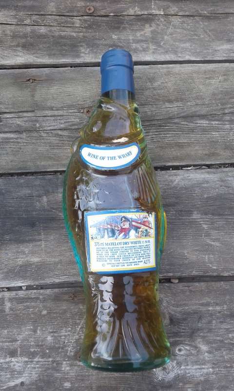 Vintage Wine Of The Wharf Dry White Matelot Wine Bottle Sealed Unopened Fish Shape