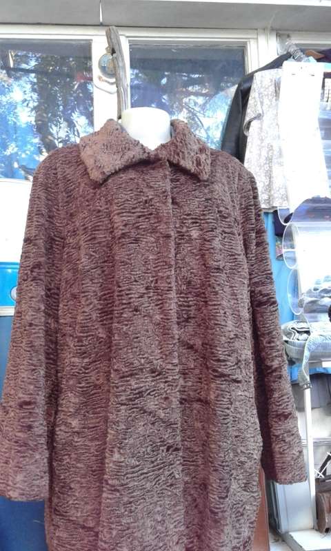 Vintage 1960s Chocolat Brown Karakul Caracul Persian Lamb Fur Coat Size 16 Excellent Condition