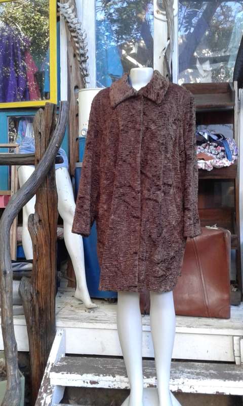 Vintage 1960s Chocolat Brown Karakul Caracul Persian Lamb Fur Coat Size 16 Excellent Condition