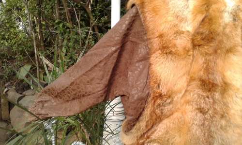 Vintage Soft Nappa Leather Genuine Fox Fur Designer Jacket Bat Sleeves Size 10 Made In Germany